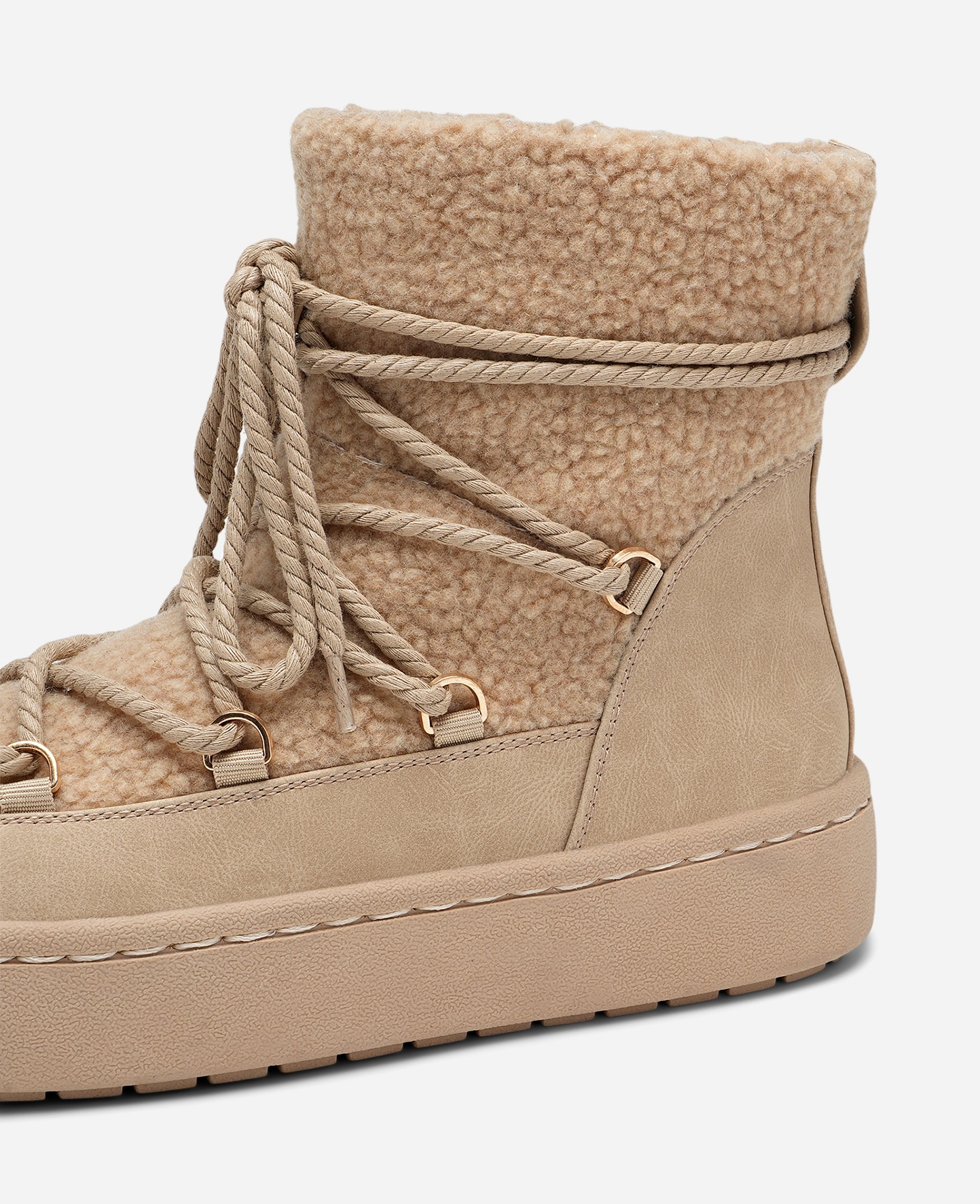 VOX, Varmforet boots med snøring Beige