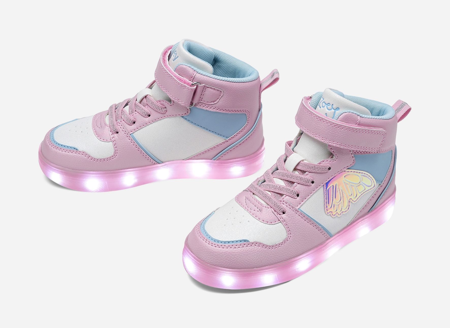 ZOEY, Høye sneakers med blinkende såle Rosa
