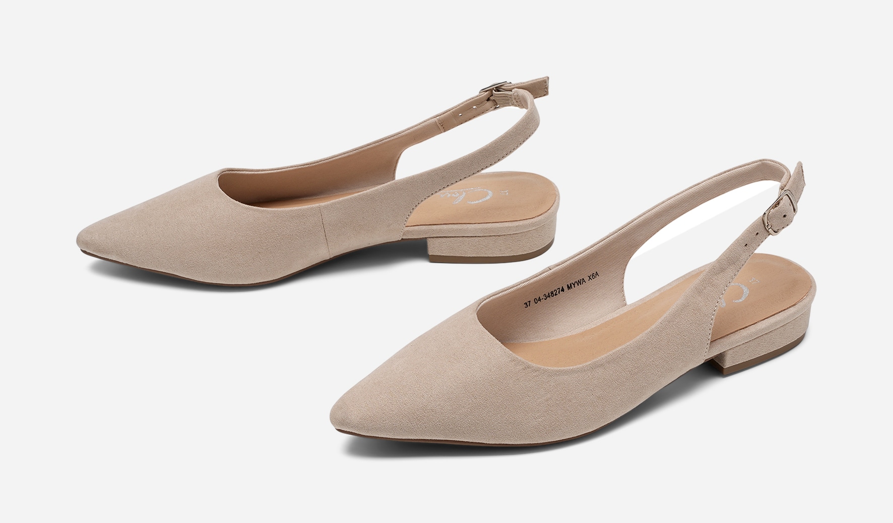 CLOU, Ballerinasko med slingback Beige