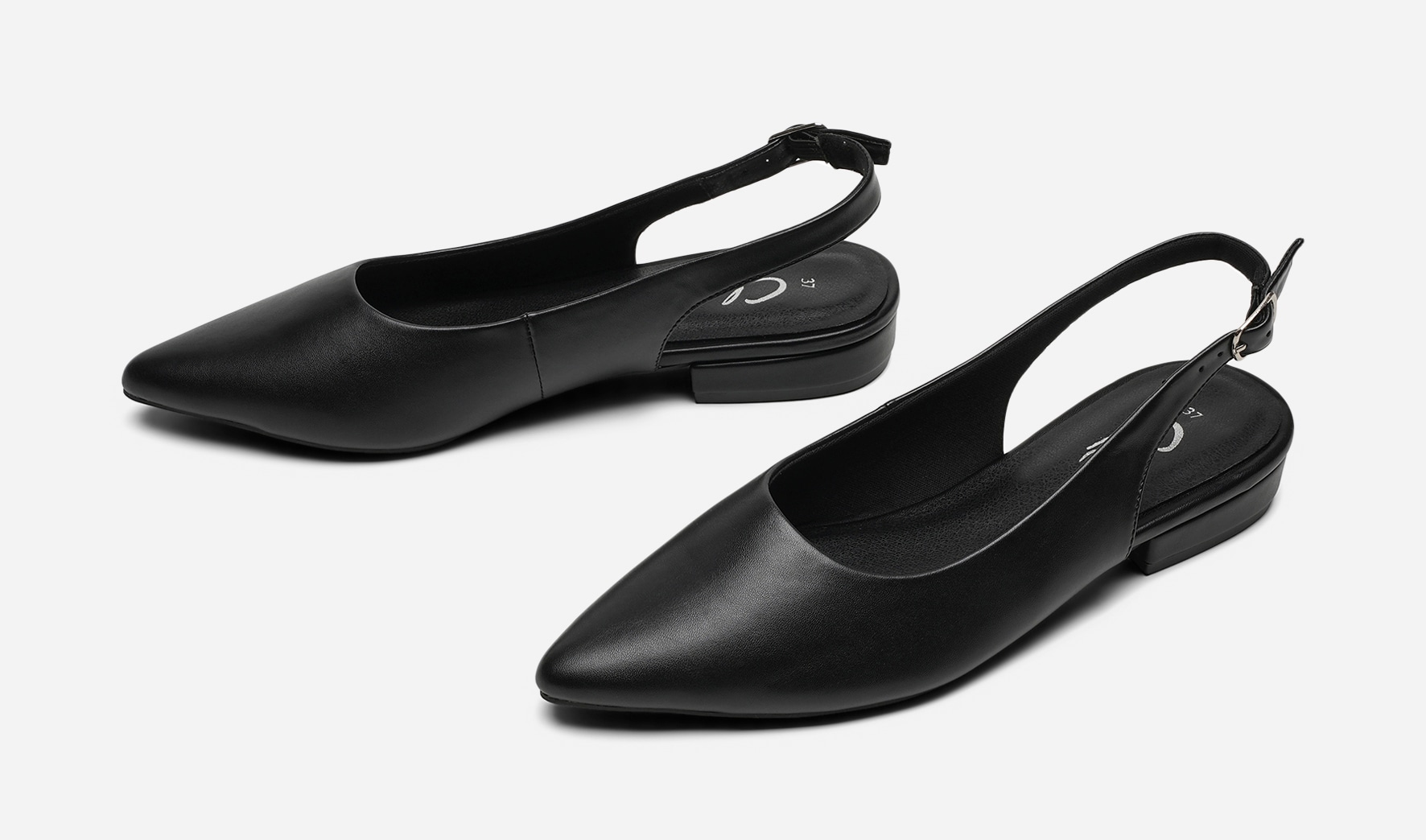 CLOU, Ballerinasko med slingback Sort