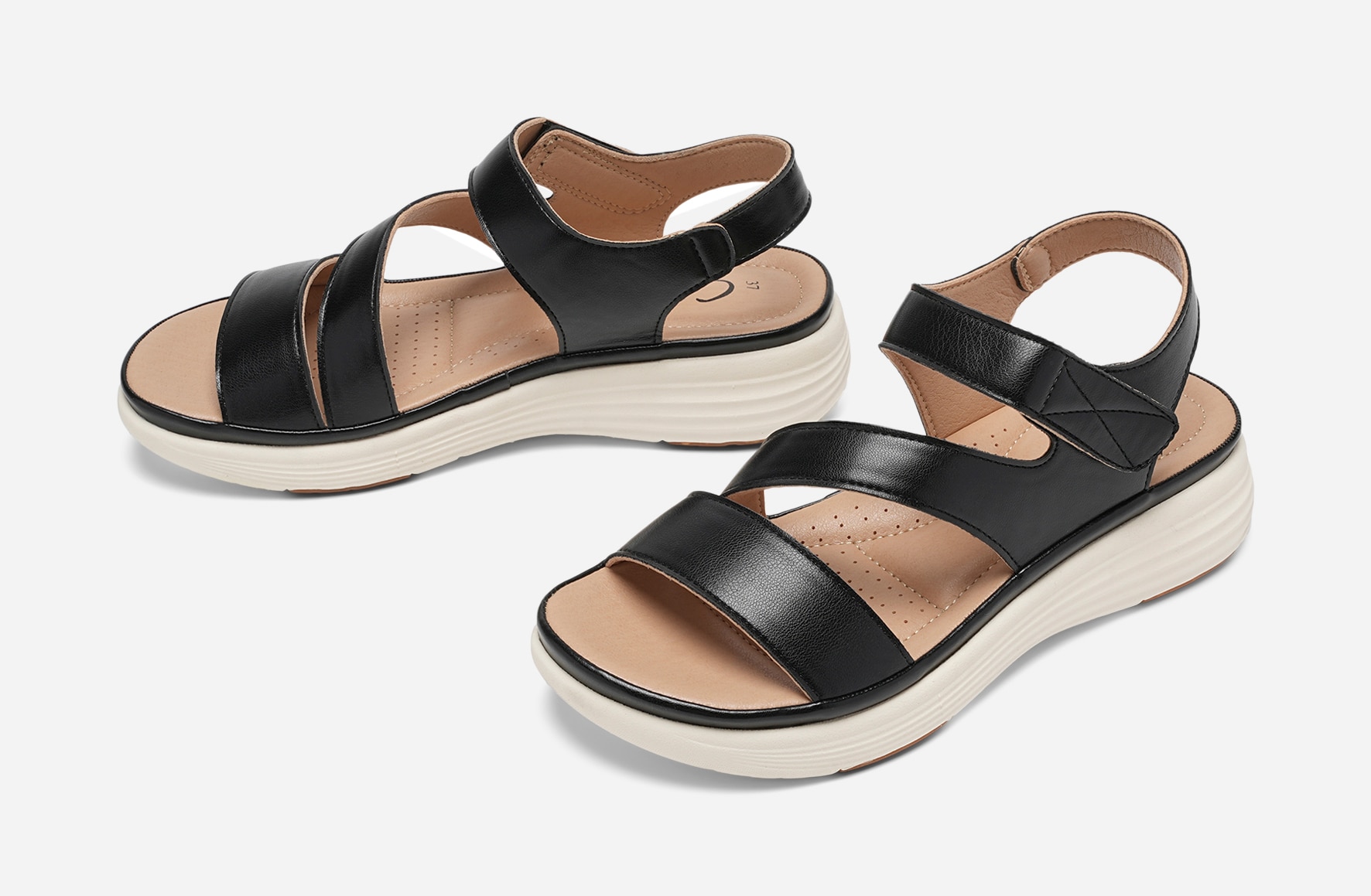 CLOU COMFORT, Sandal med reimer Sort